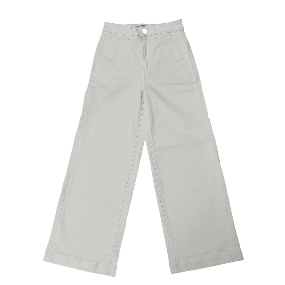 Everlane High Rise Wide Leg Crop Jeans Womens 0 White Stretch Denim Pants